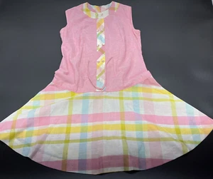 Vintage 60er Jahre Damen rosa & kariert Glockenkleid Tank Top Kleid Medium - Bild 1 von 5