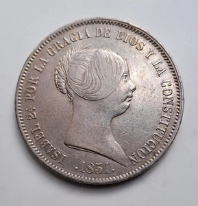 ESPAÑA ISABEL II 20 Reales 1851 MADRID - Foto 1 di 2