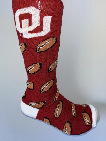 OKLAHOMA SOONERS NCAA COLLEGE MENS LOGO FOOTBALL CREW DRESS SOCKS LRG Q Cover