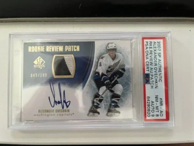 2007-08 SP Authentic Alex Ovechkin Rookie Review Auto Patch PSA 8 #/100 Pop 3 - Image 1 of 4