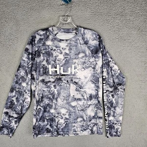 Huk Performance Fishing Shirt Mens Small Mossy Oak Fracture Long Sleeve Stretch - Picture 1 of 8