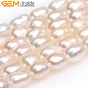 Real Pearl Rice Oval Cultured Freshwater Pearl Beads for Jerwelry Bracelets 15” - Picture 1 of 205