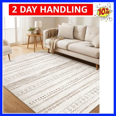 Alfombra Sala de estar - 5x7 Lavable Boho Granja Bohemia Neutra Grande Mor... Foto 1 de 4