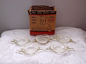 Vintage Glasbake Deviled Crab Baking Dishes Clear Glass Set of 5 - Picture 1 of 5