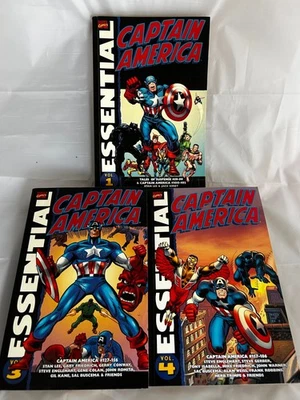 Лот из 3 Essential Captain America, Vol. 1, 3 и 4 (Marvel Essentials) книги в мягкой обложке - Изображение 1 из 2