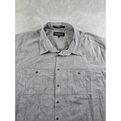 Camisa Brandini Para Hombre XXL 2XL Gris Imitación Gamuza Abotonada Manga Larga Bolsillo Foto 1 de 4