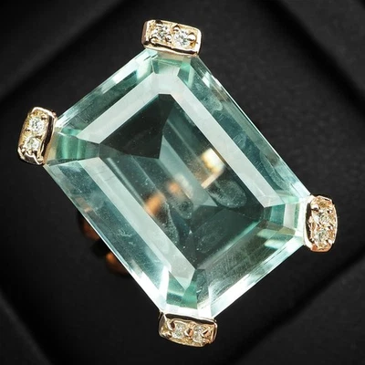 Anillo Baguette Aguamarina Azul Pálido Terciopelo 15.75Ct Plata de Ley 925 Oro Rosa Foto 1 de 4