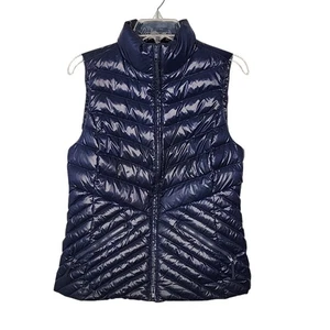 Talbots Down Vest S Blue Puffer Quilted Metallic Zip Pockets Outdoors Gorpcore - Picture 1 of 7