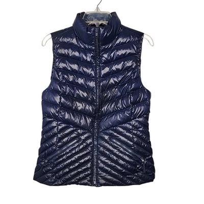 Talbots Down Vest S Blue Puffer Quilted Metallic Zip Pockets Outdoors Gorpcore - Image 1 of 4