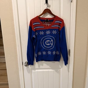 Chicago Cubs Baseball Logo LED Light Up Blue Ugly Christmas Sweater Women XL - Picture 1 of 10