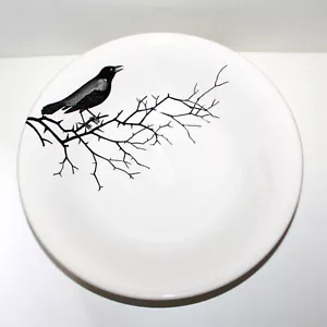 Cuenco grande de cerámica victoriana inglesa Edward Challinor Crow Hallowen gótico - Imagen 1 de 9