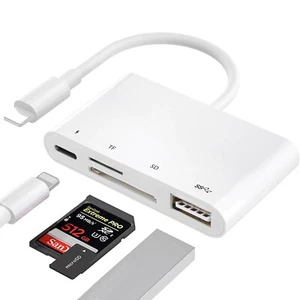 IOS12 SD/TF Card Reader OTG Charger Music Adapter For iPhone XS Max XR X 8 7 6 5 - Picture 1 of 10