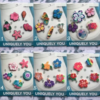 Crocs Hecho a Mano Jibbitz 5 piezas Flor Hawaiana Tropical Flor Zapato Dijes Set Foto 1 de 4