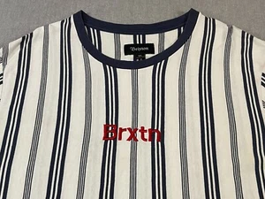 BRIXTON MFG CO - Men's SIZE XL - EXTRA LARGE T-shirt - WHITE and BLUE Striped - Picture 1 of 17