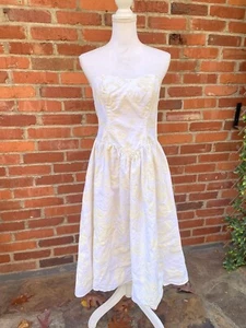 Vintage 80s Joni Blair Strapless Tea Dress Formal Dance Prom Fit Flare Sz 7 - Picture 1 of 9