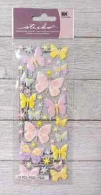 pastel butterfly fun stickers EK success dimensional puffy pastel 53pc new - Image 1 of 2