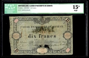 Switzerland 10 Francs 1856 P-S-311b ICG 15* RARE - Picture 1 of 2