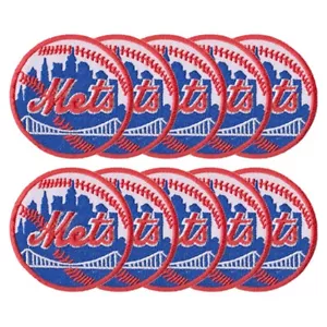 10 pz logo da baseball New York Mets taglia 2,7""x2,7"" cucito ferro ricamato su toppa - Foto 1 di 11