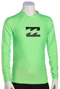 Billabong Boy's All Day Wave LS Rash Guard - Neo Green - New - Picture 1 of 1