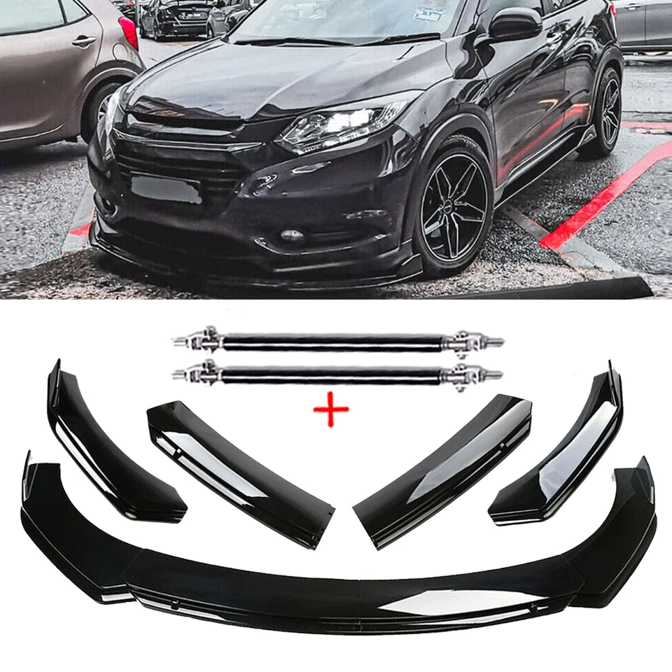 Front Bumper Lip Body Kit Spoiler Splitter Glossy Black For Honda HRV HR-V Foto 1 de 4