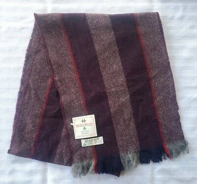 Vintage John Hanly Ireland 100% Lambswool Striped Scarf - NEW - Image 1 of 3
