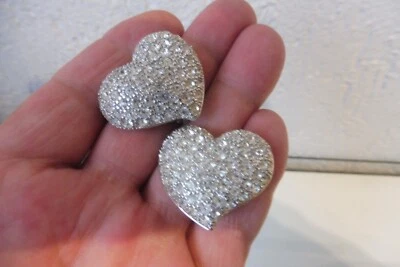 Pierre Lang - Ohrclips  edler Ohrringe  Herzen versilbert  reicher Steinbesatz - Bild 1 von 4