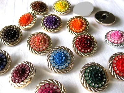5 große Jacken-Knöpfe,viele Farben,mit Glitzer-Steinchen,30mm Durchmesser,K163 - Bild 1 von 3