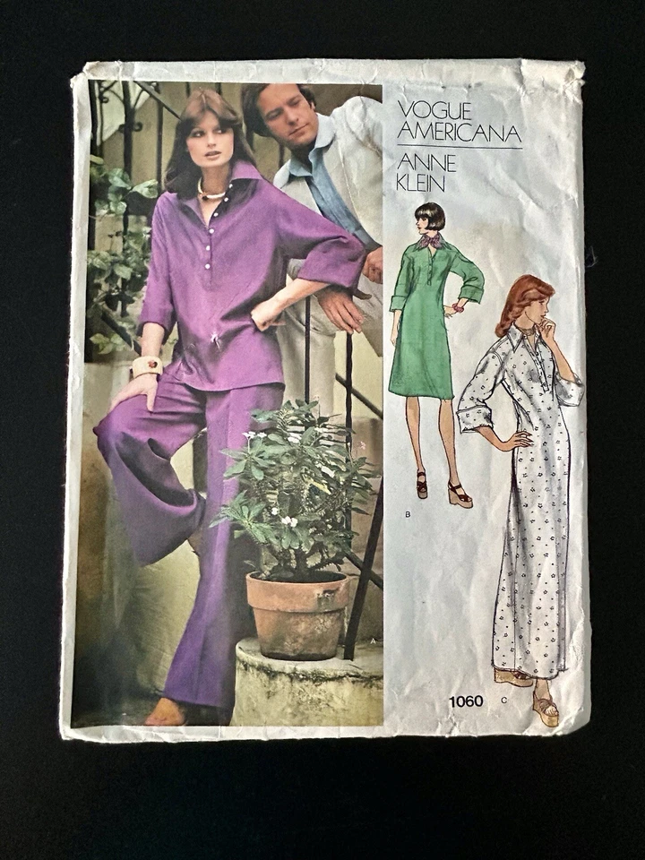 Vogue Americana Designer Pattern 1060 Anne Klein Size 10 Dress Top Pants Cut - Image 1 of 4