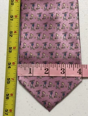 Pierre Cardin Pink Backswing Golfing Diamond Pattern Men's Tie 100% Silk 57" - Image 1 of 4