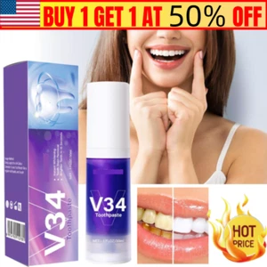 V34 Color Corrector Toothpaste, Purple Toothpaste for Teeth Whitening,30ml - Picture 1 of 13