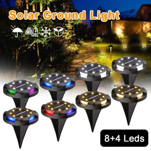 12 LED Solar Buried Lamp In-Ground Recessed Light Outdoor Garden Lawn Pathway - Picture 1 of 33