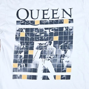 T-shirt bianca Queen Freddie Mercury Grid grafica concerto uomo media senza etichetta - Foto 1 di 5