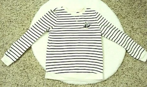 H&M Girl Black & White Stripped Sweater Bird Embroidery Kids Size 10 / 12 - Picture 1 of 4