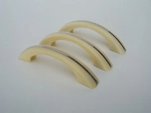DRAWER HANDLES PULLS VINTAGE IVORY PLASTIC CHROME STRIP X 3 - Picture 1 of 11