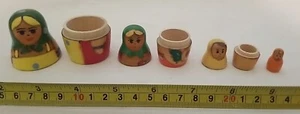 Vintage Matroschka russische Holz verschachtelte Puppen 4er Set Handarbeit - Bild 1 von 9