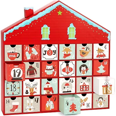 Advent Calendar 2024 Empty Christmas House 24 Days Xmas Countdown Red White - Image 1 of 4