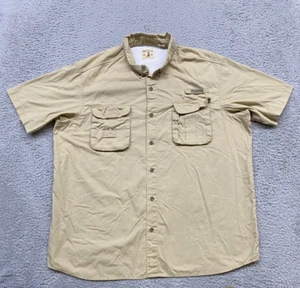 Red Head Brand Co Shirt Men 2XL Khaki Fishing Vented Short Sleeve Button Down - Picture 1 of 8