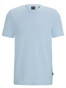 HUGO BOSS Crew Neck Bubble-Jacquard / Waffle Tee Light Blue M / L / XL BRAND NEW - Picture 1 of 5