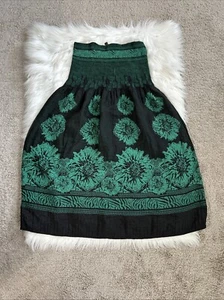 Maxi Falda/Vestido Campesino Sin Tirantes LAPIS Para Mujer O/S Arrugado Calado VerdeFloral - Imagen 1 de 8