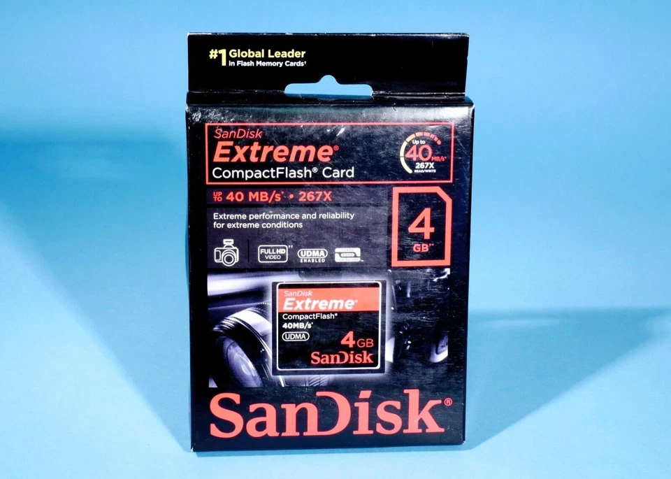 SanDisk 4GB UDMA Extreme Compact Flash Memory Card 40 MB/s 267X SDCFX-004G-X46 - Image 1 of 1