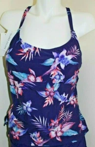 NWT Island Escape Swimsuit 2 Pc Set Tankini Size 16 Strappy Add Size Navy - Picture 1 of 5