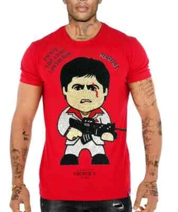 Avenue George V Paris Scarface Men's Red fitted tee T-Shirt Tony Montana Shirt - Picture 1 of 3
