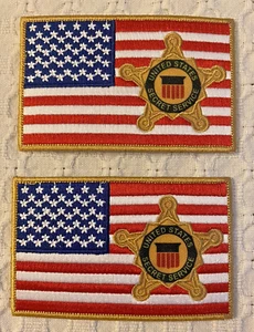 UNITED STATES SECRET SERVICE PATCHES -  UNITED STATES FLAG W/STAR / LOT OF TWO - Picture 1 of 4