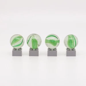 Vintage Green Cat's Eye 1" Glass Marbles - Lot Of Four - Picture 1 of 4