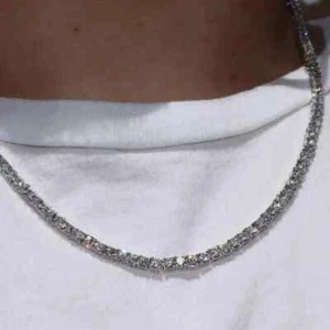 Men's Tennis Necklace 20Ct Round Cut Lab Created Diamond 14K White Gold Plated - Picture 1 of 4