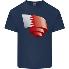 Curled Bahrain Flag Bahraini Day Football Kids T-Shirt Childrens