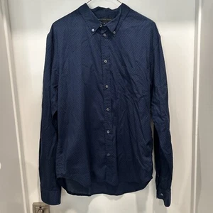 MARC By Marc Jacobs Navy Blue Polka Dot Slim Fit Dress Shirt XL - Picture 1 of 7