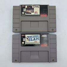 NBA Live 96 & College Slam SNES Authentic Cart Only Lot Of 2 - Tested Works