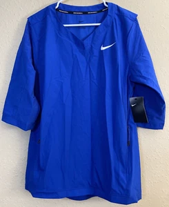 Nike Baseball Blue Shirt White Logo Men's 3/4 Sleeve, New with Tags, Size Small - Picture 1 of 8