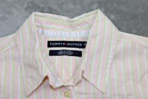 Tommy Hilfiger Button Up Fitted Shirt Women's Size Small Pink Stripe Long Sleeve - Picture 1 of 16